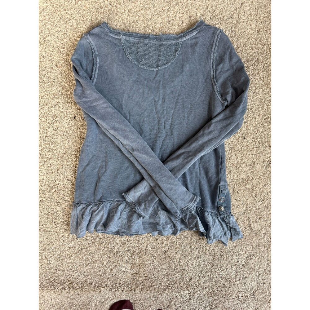 We The Free Free People Peplum Sweater S Distressed Cotton Boho Button Up - Picture 6 of 6